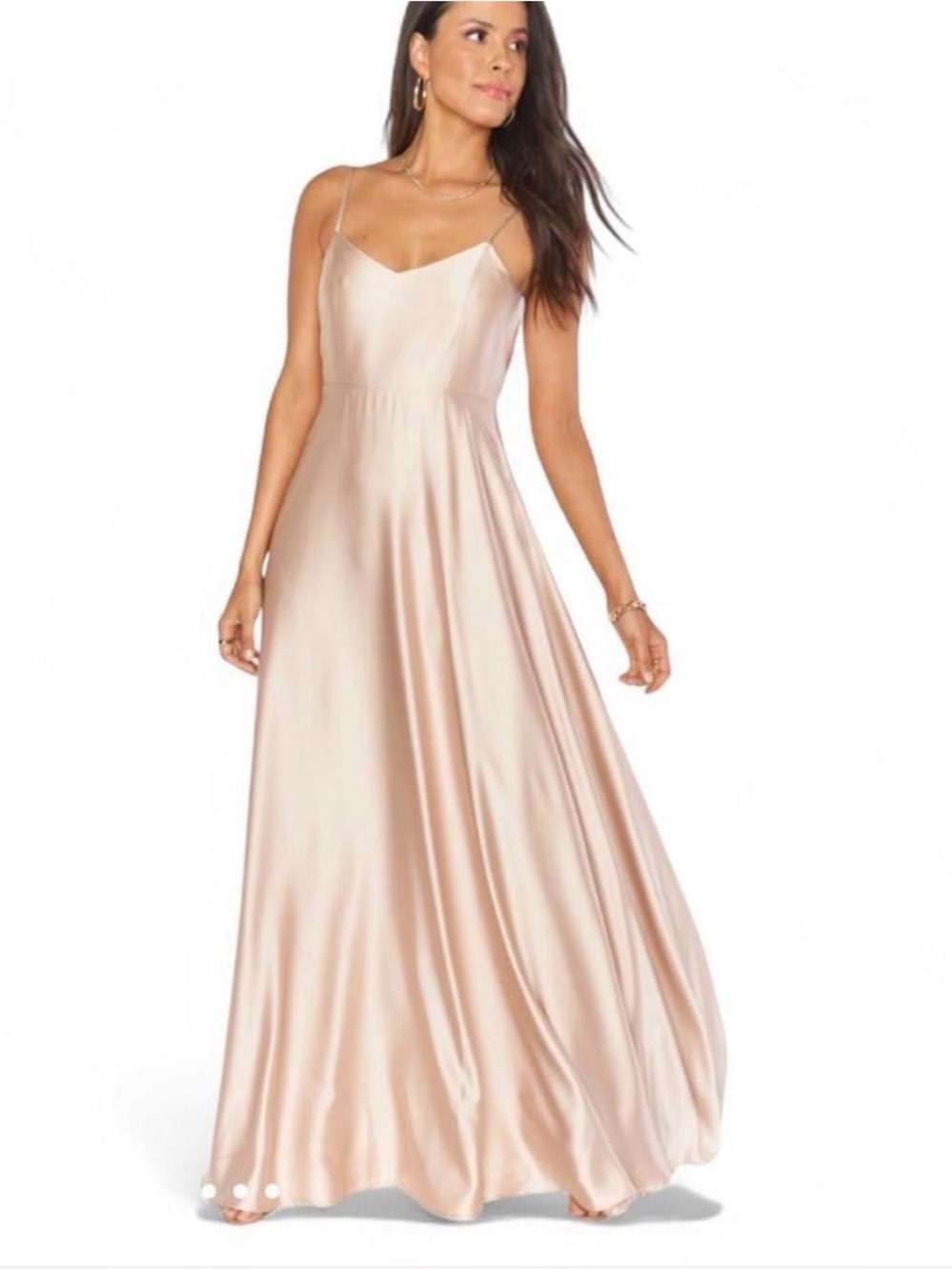 Show Me Your MuMu Blush Satin Slip Maxi Dress